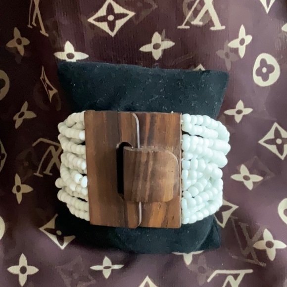 VINTAGE WHITE BEADED BRACELET BRACELET - Picture 2 of 2